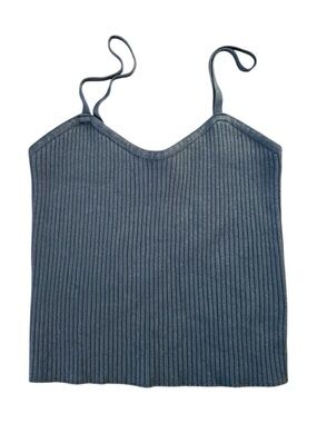 Olive + Oak Ribbed Knit Cami Tank Top Navy Blue Stretch Size Large